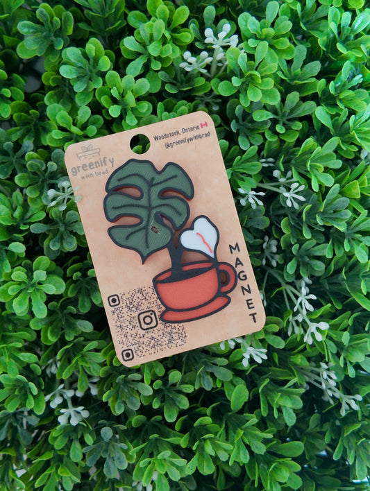 Tea Cup Monstera Magnet